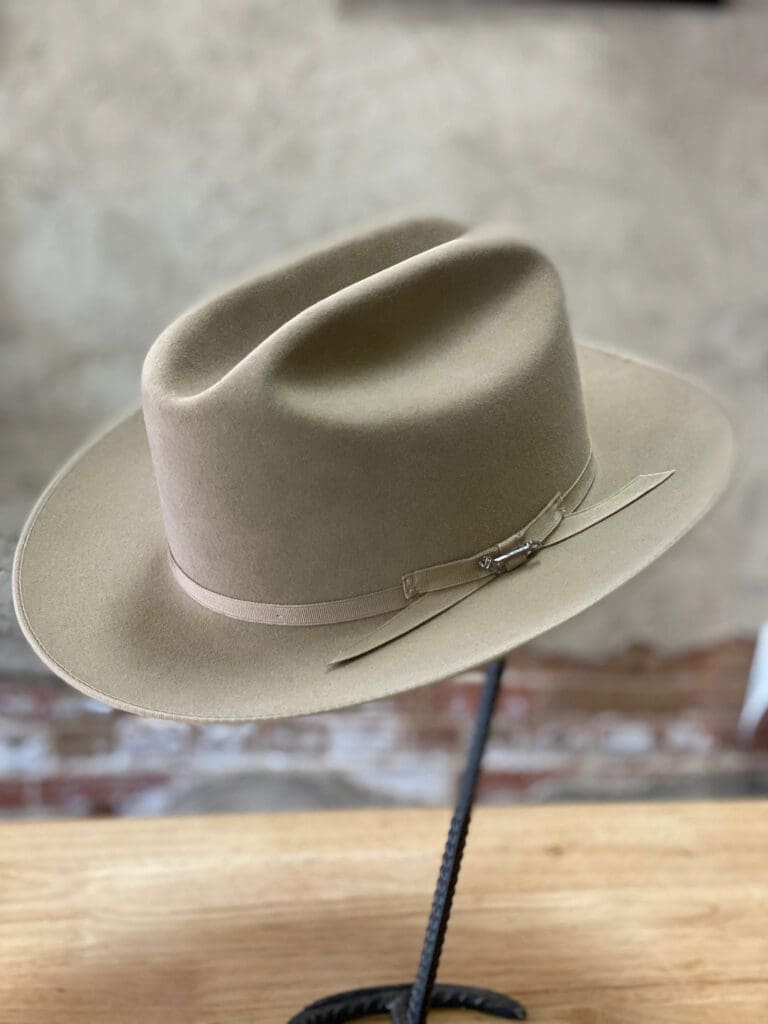 For a "timeless blend of city style and Western tradition," try Stetson's Open Road hat in "Fawn" ($320), which features grosgrain band and a Stetson hat pin. (Photo courtesy of McKinney Hat Co.)