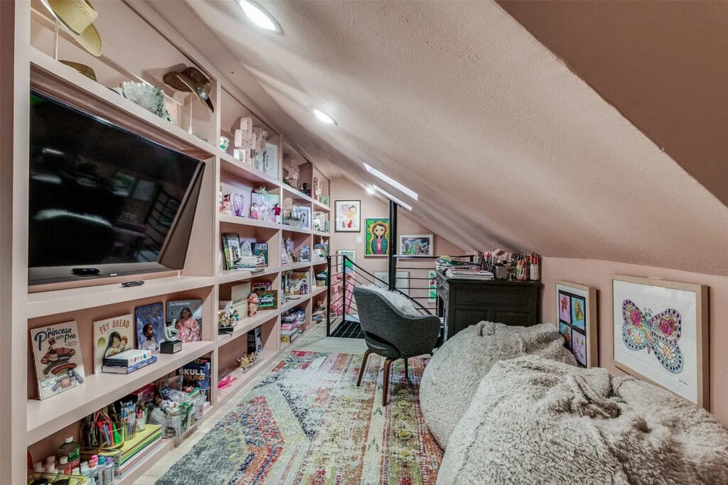 The playroom space in the converted attic. 