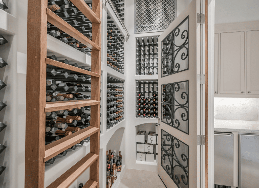 The climate controlled wine room at 119 Carnarvon. (Photo by Patrick Bertolino for Martha Turner Sotheby's International Realty)