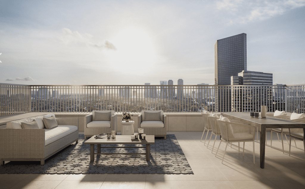 The terrace in No. 1502 at The Hawthorne, 5656 San Felipe.
