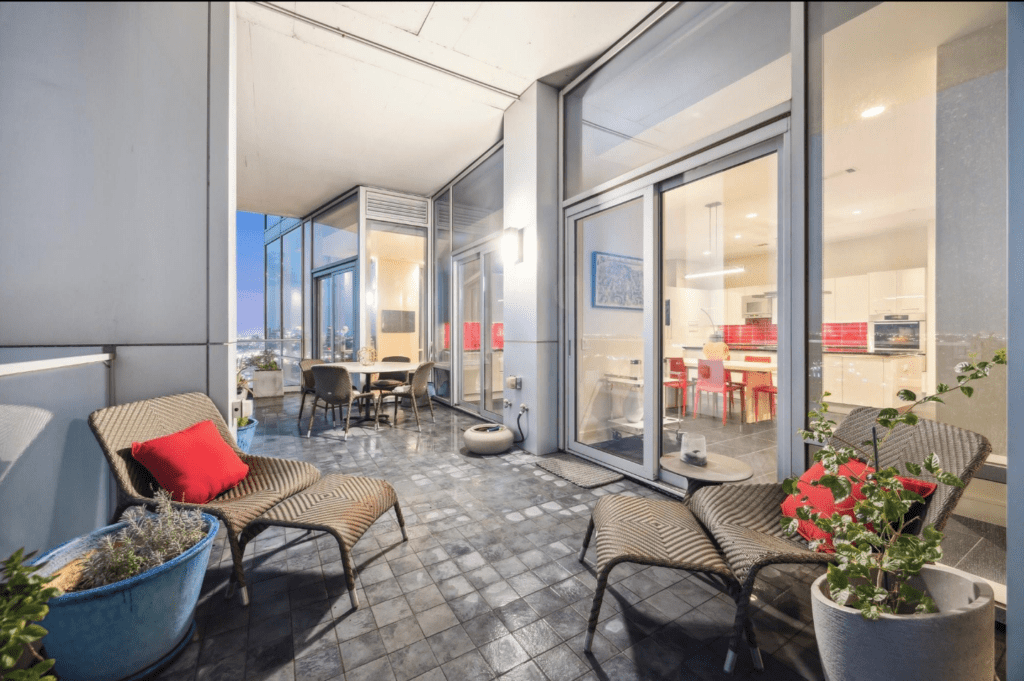 The 453 sq.ft. of private balconies in No. 181 at 2727 Kirby Drive offer views to downtown and River Oaks.