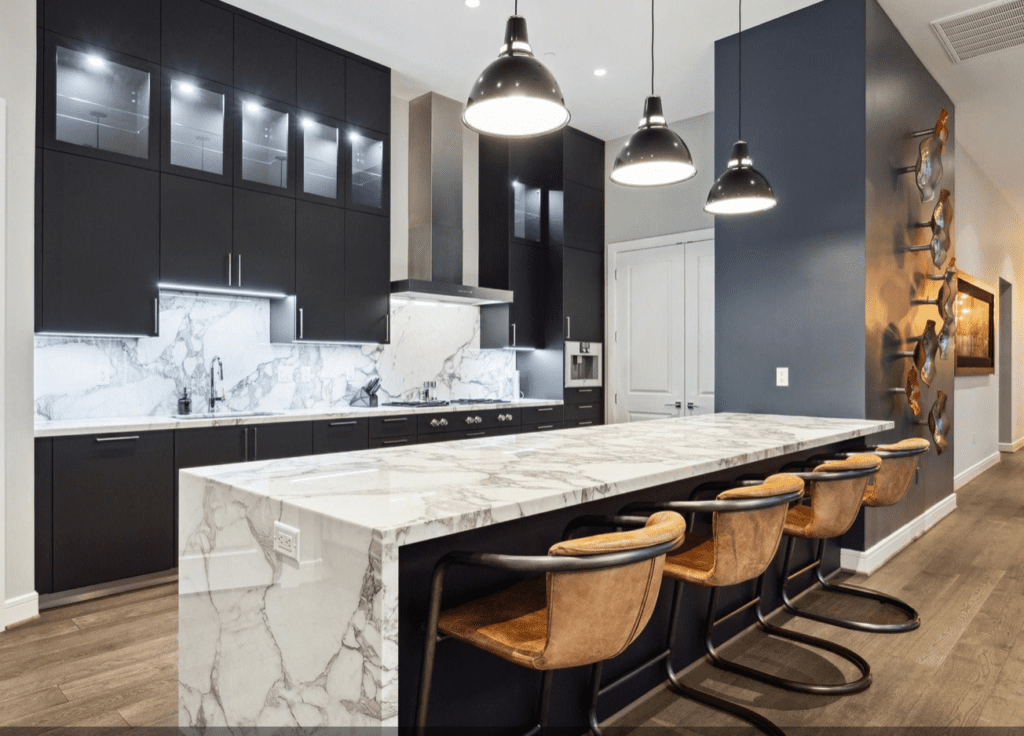 The sophisticated chef's kitchen in No. 3202, 4521 San Felipe.