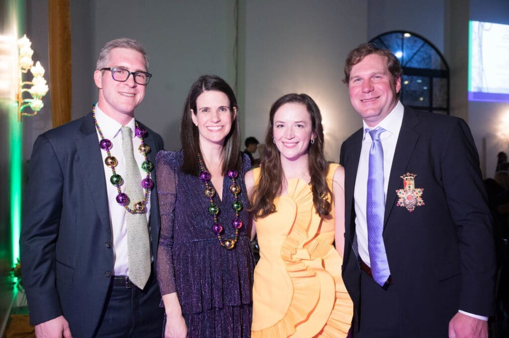 James & Ellen Bookout, Sterling & Whit  Myers at Camp for All's  Mardi Gras themed Krewe de Camp gala  (Photo by Daniel Ortiz)