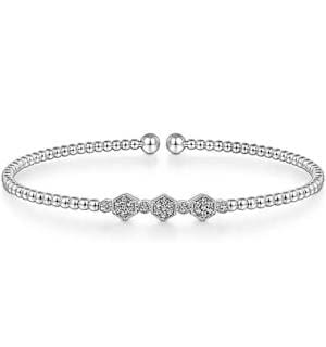 Gabriel & Co 18K White Gold Rhodium Plated Bujukan Bead Cuff Bracelet, $1,925, available at Bachendorf's.