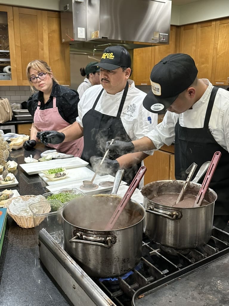 Chefs from the Central Market Cooking School prepare their truffle dishes for the Truffle Masters preview party. (Photo by Shelby Hodge)