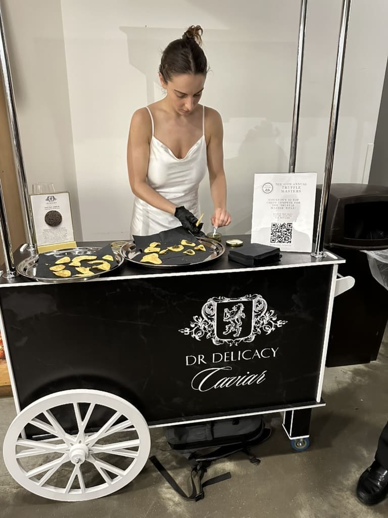 Diane Roederer's DR Delicacy provides a caviar tasting  at the Truffle Masters preview tasting. (Photo by Shelby Hodge)