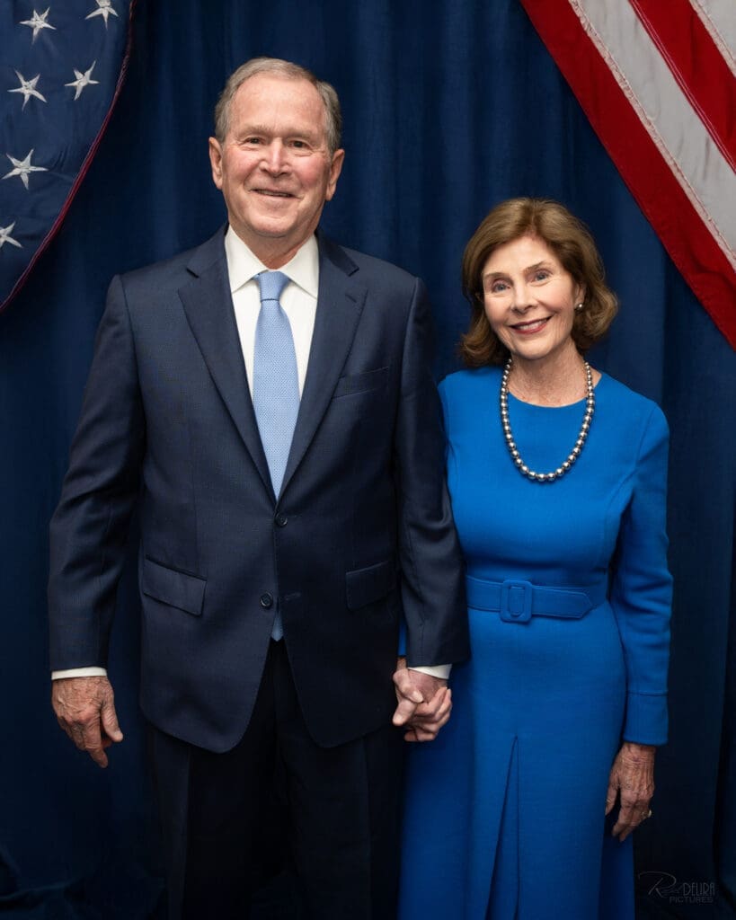 Former President George W. Bush and First Lady Laura Bush Delight During Intimate Conversation in Dallas