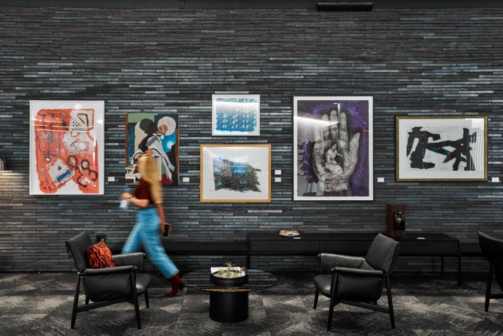 An installation view of "The Architecture of Culture: Works from the Guess Lawson Collection" at Gensler Houston headquarters. (Courtesy the Guess Lawson Collection)