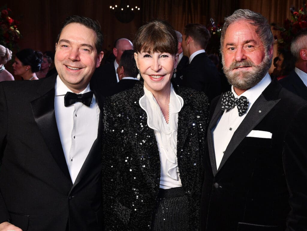 Jim Nelson, Shelby Hodge, Terry Wayne Jones at the 2025 Houston Ballet Ball at the Wortham Theater Center. (Photo by Dave Rossman) 