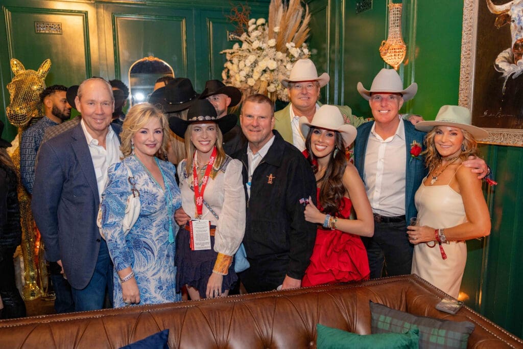 Jim & Whitney Crane, Lauren & Tilman Fertitta, Pete Bell, Zinat Ahmed, Duke & Sanette Austin at the Cotton Q Club (Photo courtesy of Cotton Holdings)