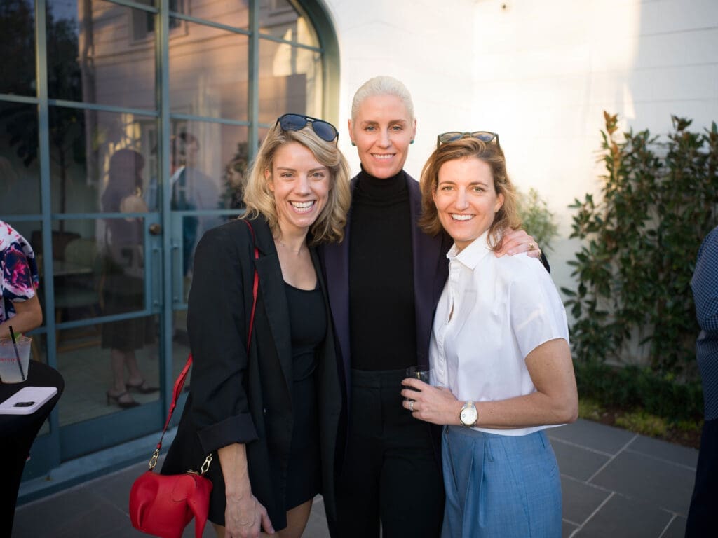 Jody Schmal, Lauren Taft, Laura Childress at the Sunday afternoon fête.  (Photo by Daniel Ortiz)