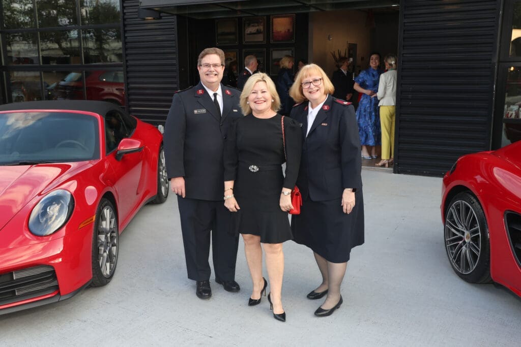 Major Rob Webb, Maureen Higdon, Major Carolynn Webb at the Salvation Army Auxiliary 'Reflections on Style' launch event (Photo by Priscilla Dickson)