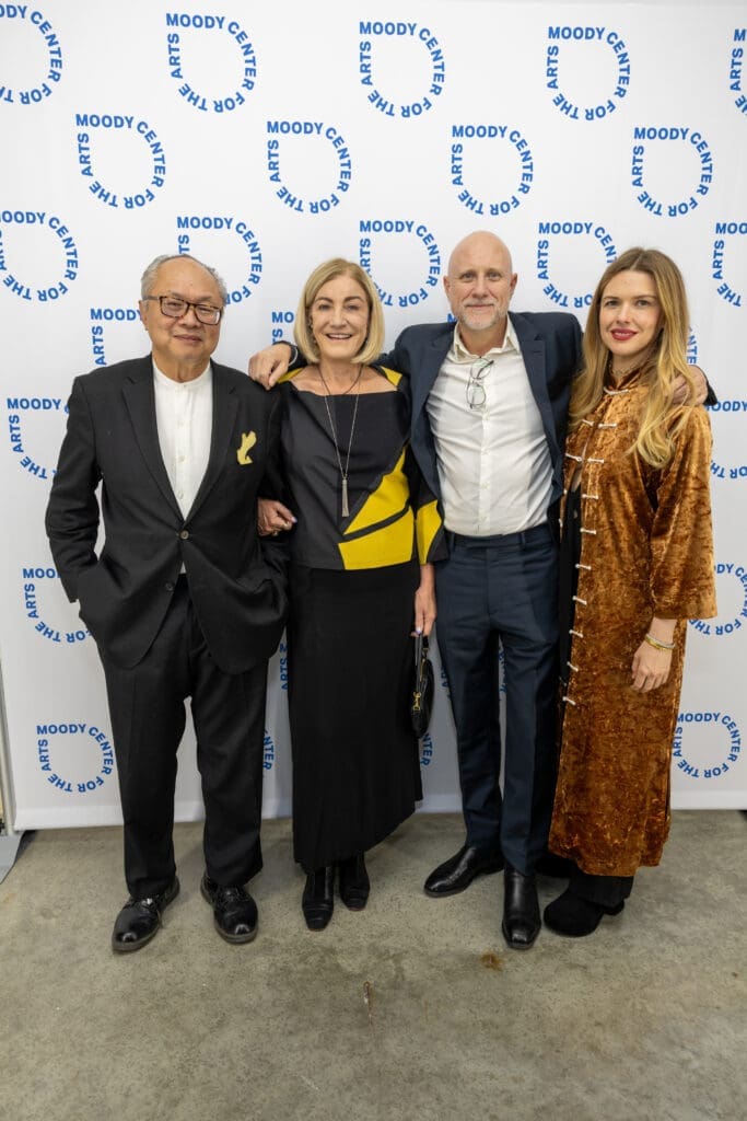 Mel Chin, co-chair Suzanne Deal Booth, Trevor Paglen, Lacey Dorn at A Dinner for the Moody at Rice University’s Moody Center for the Arts. (Photo by Jenny Antill Clifton) 