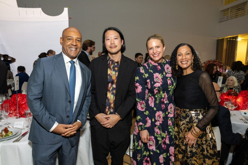 President Reggie DesRoches, Kenneth Tam, Elle Moody, Paula DesRoches at A Dinner for the Moody at Rice University’s Moody Center for the Arts. (Photo by Jenny Antill Clifton) 