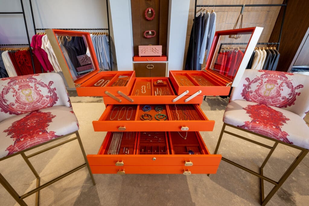Featuring their signature jewelry cart that "invites visitors into its 'let's play jewelry' world," the shop-in-shop offers a robust edit of both jewelry and objects. (Photo by Bruno, Snap The Picture)