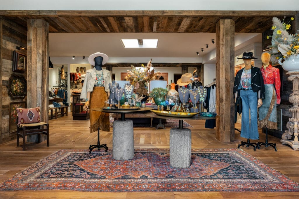 The Heights Mercantile space was completely transformed from a white box to a rich ranch-style environment.