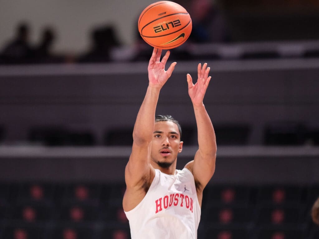 Houston point guard Milos Uzan is a much better shooter than many realize. (Photo by F. Carter Smith)