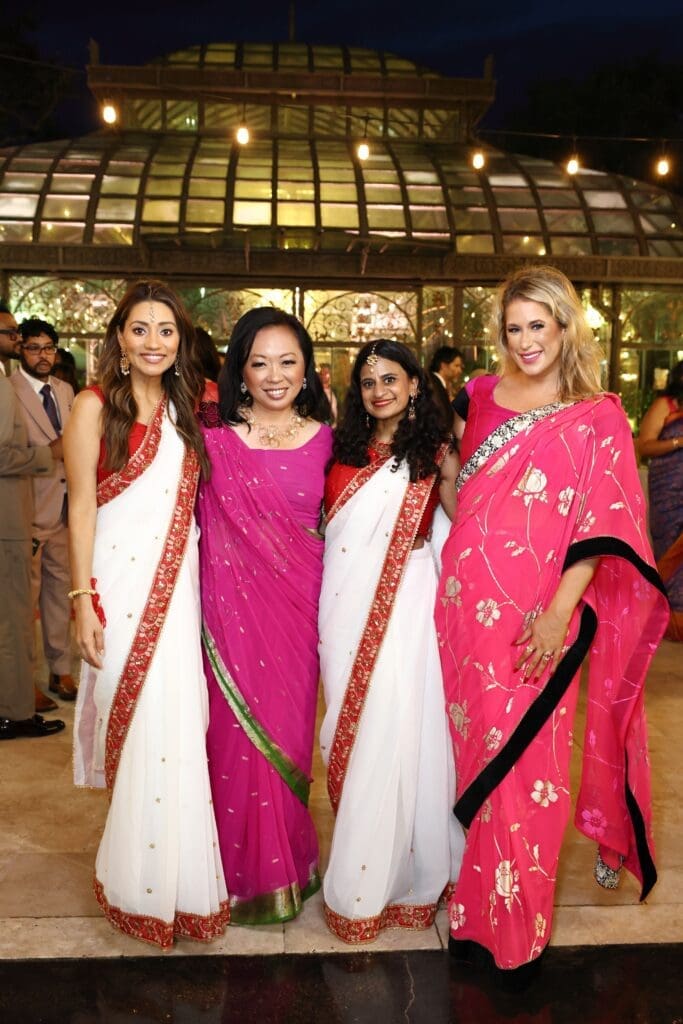 Rita Garcia, Miya Shay, Pooja Lodhia, Mycah Hatfield at the wedding of Ruchi Mukherjee and Walter Sassard.  (Photo by Quy Tran)