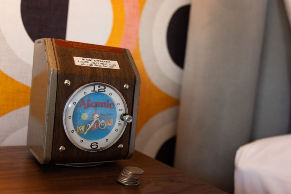 Interstate Inn features two "nostalgia" rooms including one with an original Magic Fingers bed from 1958, where you deposit a quarter into a machine on the nightstand. (Photo by Sara Forrest)