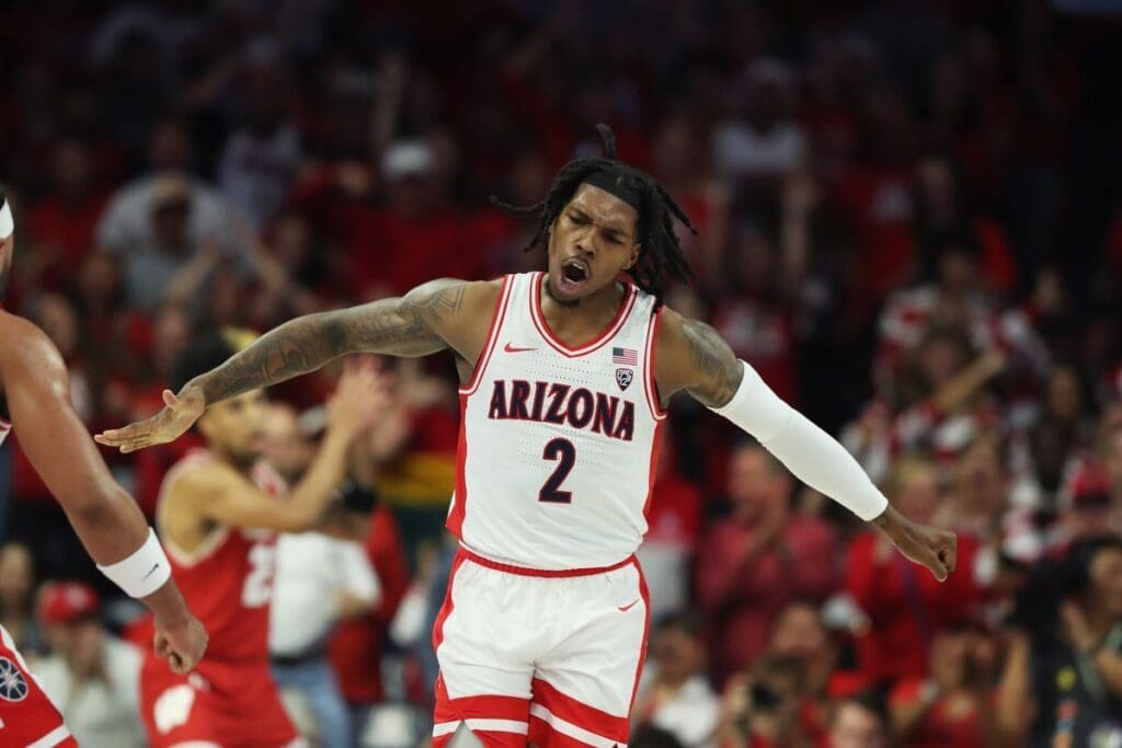 Arizona guard Caleb Love  is one of college basketball's longtime stars, a deep clutch shot maker.