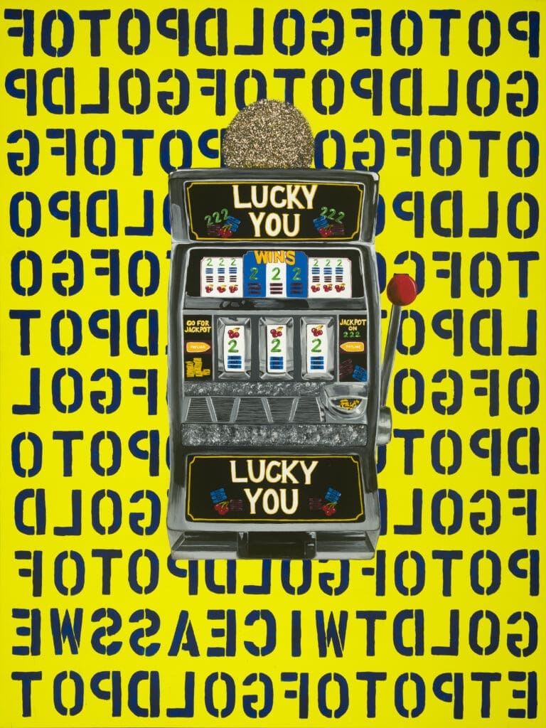 Angela Fabbri's "Lucky You," 2019, at Halles Art Barn. Artist's reception Tuesday, March 25, 5:30 to 7:30 pm.
