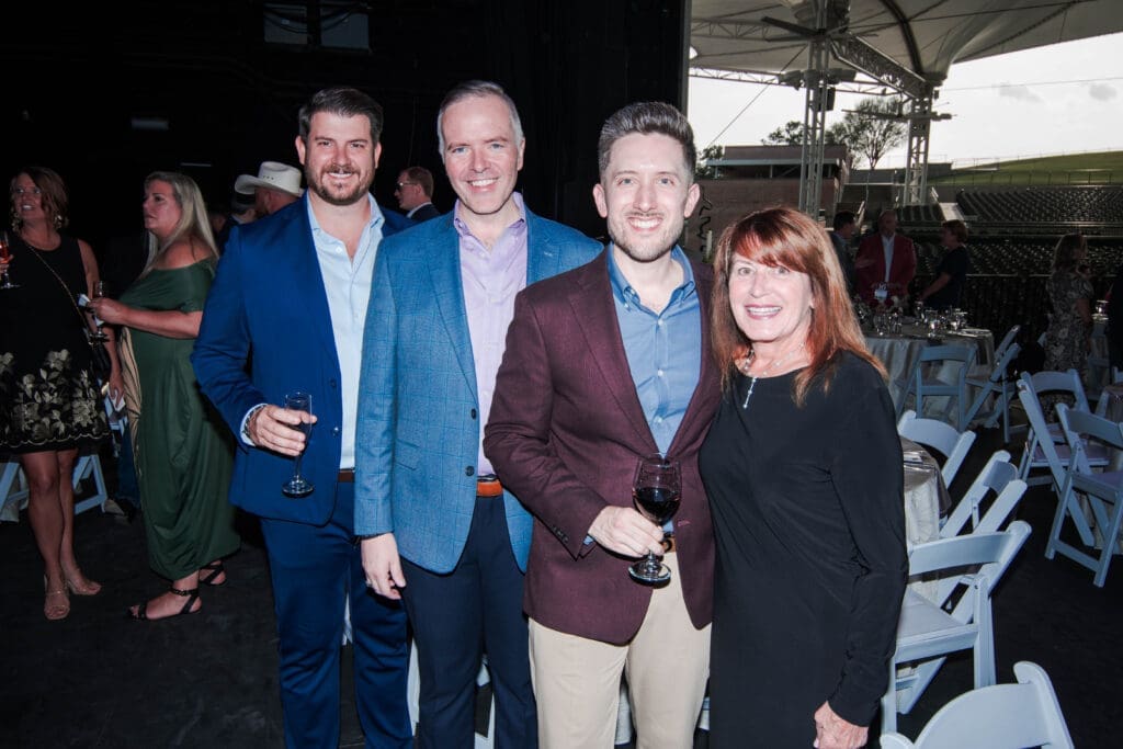 Don Koetting, Paul Pettie, Ian Ramirez and Nancy Koetting at the 2025 Pavilion Partners'Wine Dinner held at The Cynthia Woods Mitchell Pavilion. (Photo by The Cynthia Woods Mitchell Pavilion)