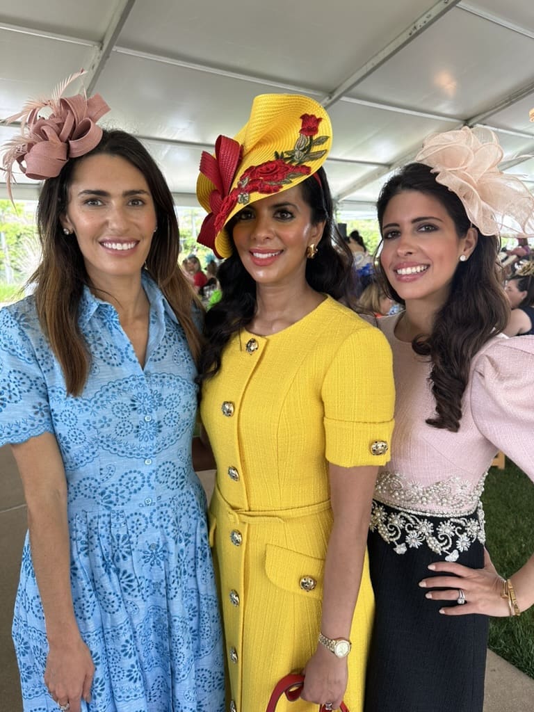 Erin Kaplan, Elizabeth Colombowala, Maria Lowrey at the 'Hats in the Park' luncheon benefiting Hermann Park Conservancy. (Photo by Shelby Hodge)