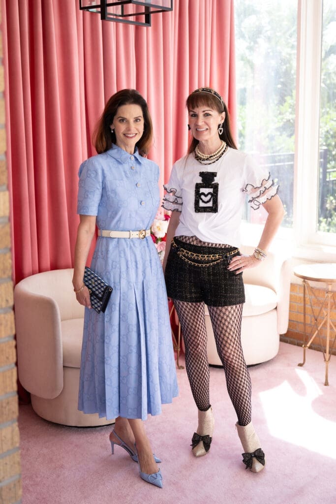 Ann Ayre, Beth Muecke at the Neiman Marcus Roger Vivier luncheon at La Colombe d'Or. (Photo by by Wilson Parish)