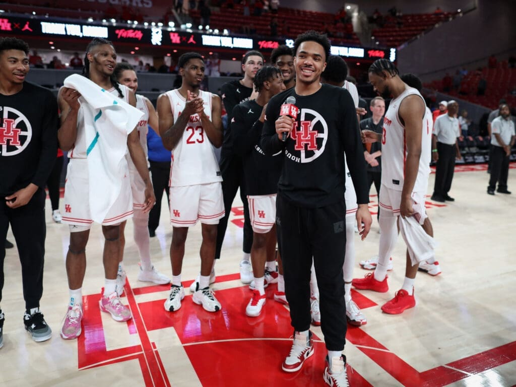 University of Houston forward Ramon Walker Jr. told the Fertitta Center crowd he won't want to play for any other program. His hand injury may give him a chance to play for UH a fifth season too. (Photo by F. Carter Smith)