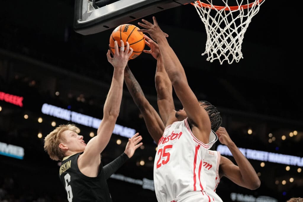 Mercy Miler played tough in Houston's Big 12 Tournament win over Colorado. (Photo by Denny MedleyBig 12 Conference)