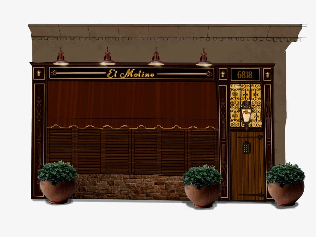 Vandelay Hospitality's latest restaurant, El Molino, will debut in Snider Plaza this summer. (Courtesy rendering)