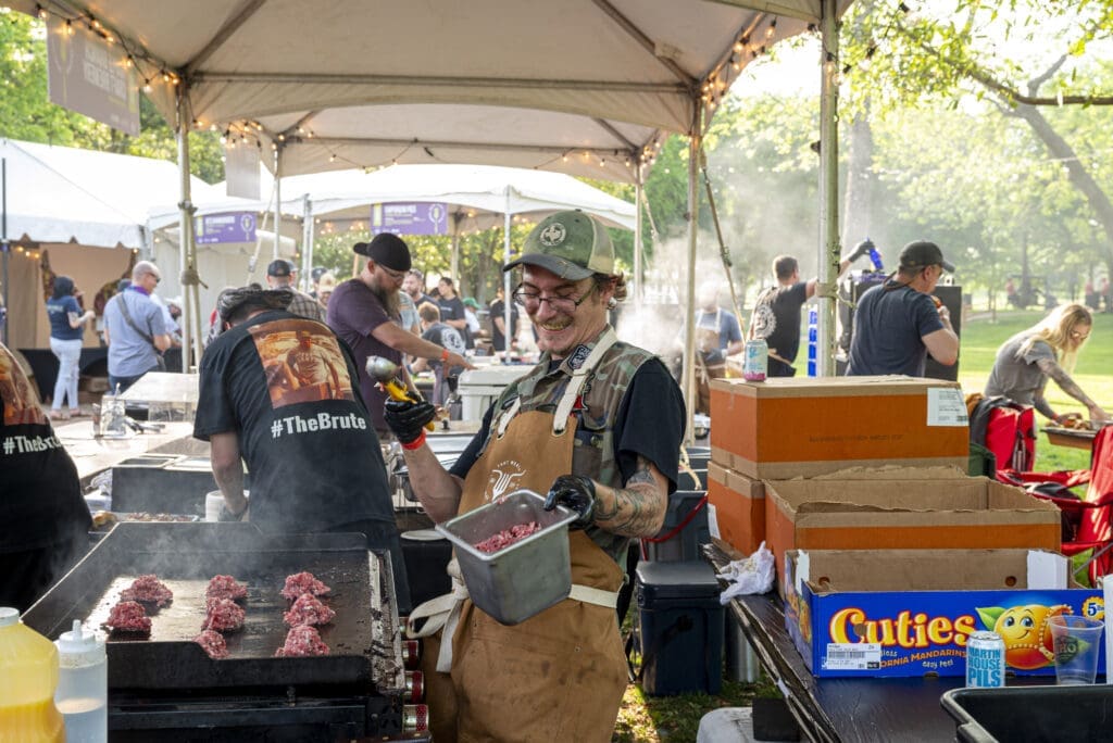 Burgers are the name of the game at the Burgers, Brews, and Blues event. (Photo by Nancy Farrar)