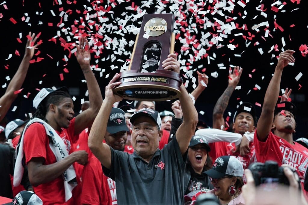 University of Houston coach Kelvin Sampson has the Cougars back in the Final Four for the second time in five seasons. (@UHCougarMBK)