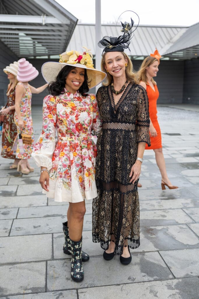 Roslyn Bazzelle Mitchell, Kaitlyn Scheurich at the 'Hats in the Park' luncheon benefiting Hermann Park Conservancy. (Photo by Jenny Antill)