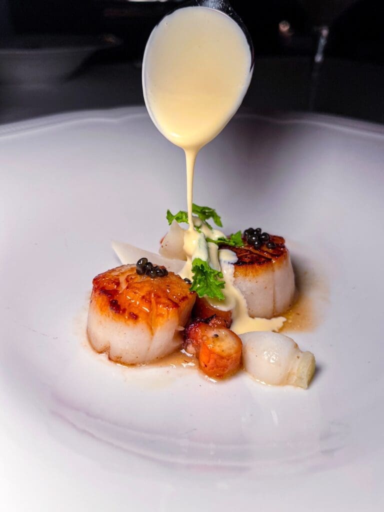 The Hokkaido scallops are a favorite on Monarch's latest tasting menu. (Courtesy of Maple Hospitality Group)