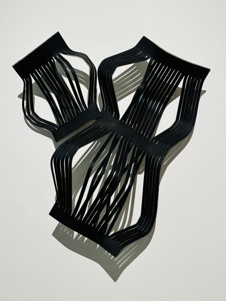 Mac Whitney's "Sarita," 1997. This sandblasted steel and oil paint sculpture appeared in the solo exhibition "Mac Whitney: Interconnected Elements" at the Andrew Durham Gallery in Houston, December 7, 2024-January 25, 2025. (Photo by Ericka Schiche)