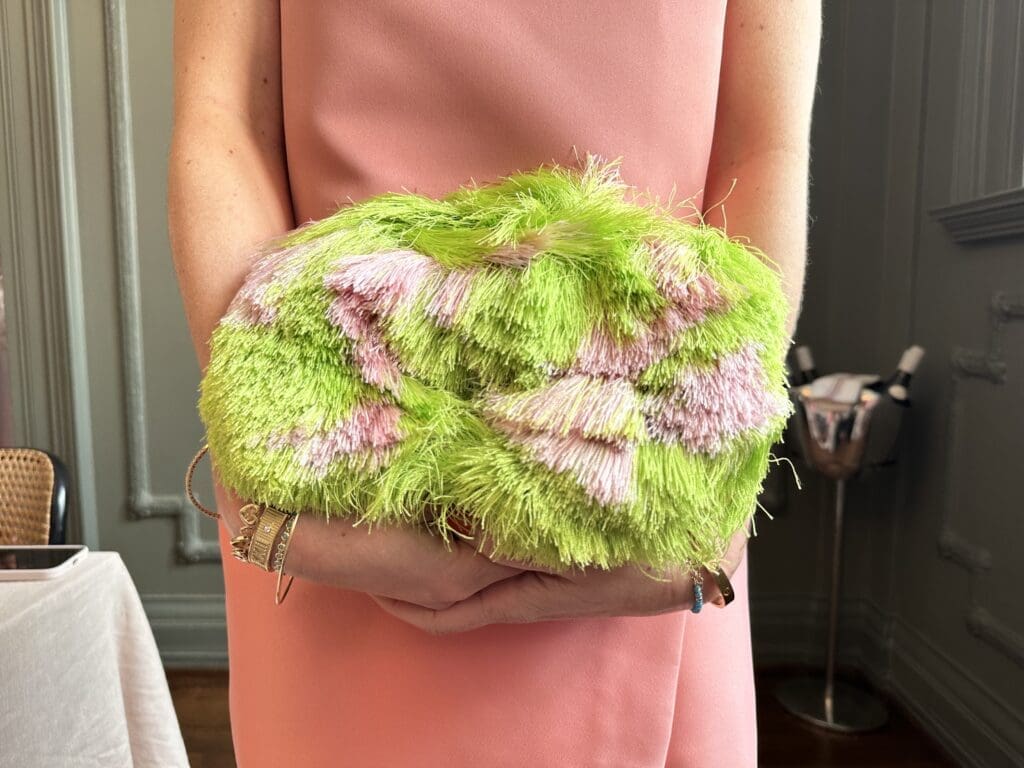 Influencer Natalie Steen's Roger Vivier bag which she quips is her 'support' bag. (Photo by Shelby Hodge)