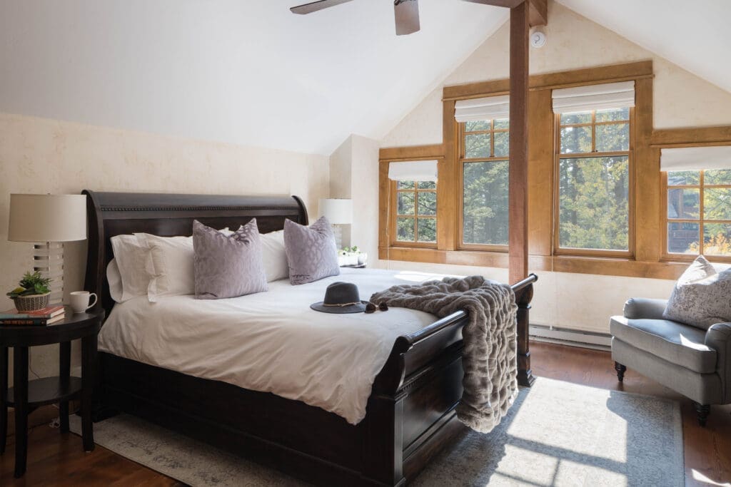 Each bedroom includes luxurious linens and bathrooms with heated floors. (Photo courtesy of Vrbo) 
