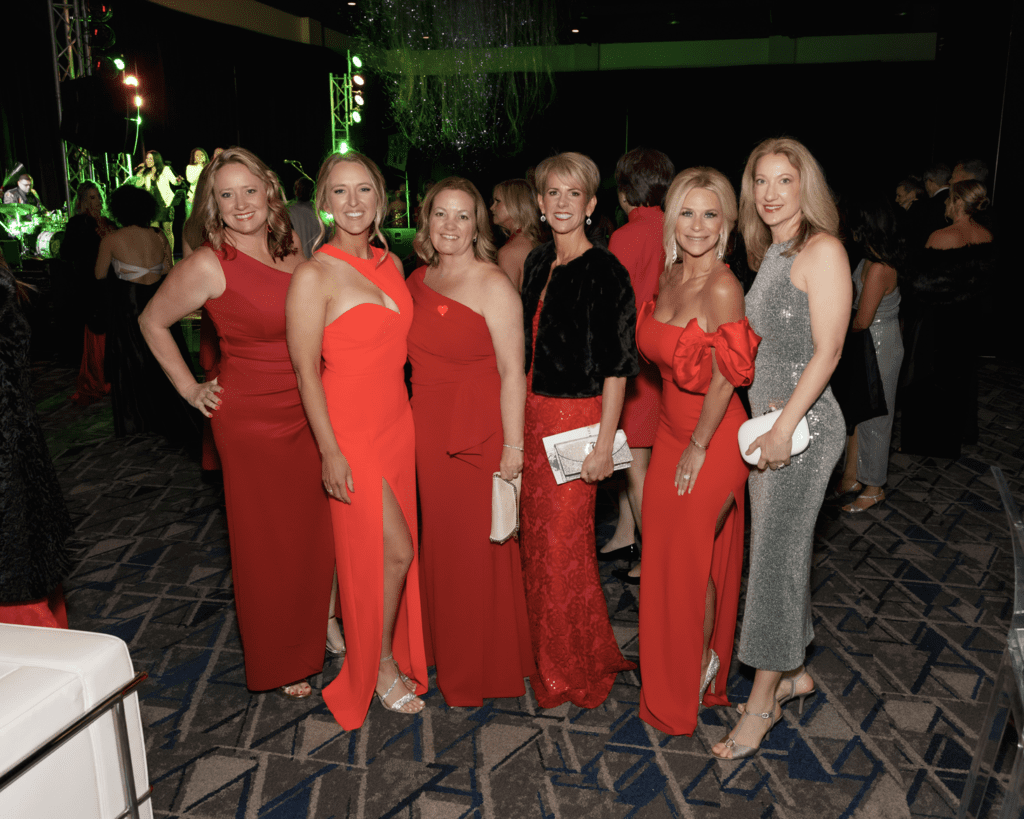 Jennifer Tautenhahn, Kate Maddock, Kathy Tautenhahn, Mari Harvey, Amber Butaud and Mary Paur enjoyed the Heart Ball at The Woodlands Waterway Marriott. (Photo by 209 Photobooth Company)