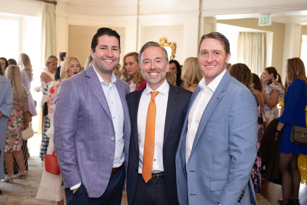 Justin Douglass, museum board president Jonathan Sloan, Patrick Connelly at Children's Museum Houston Friends and Family Luncheon. (Photo by Wilson Parish)