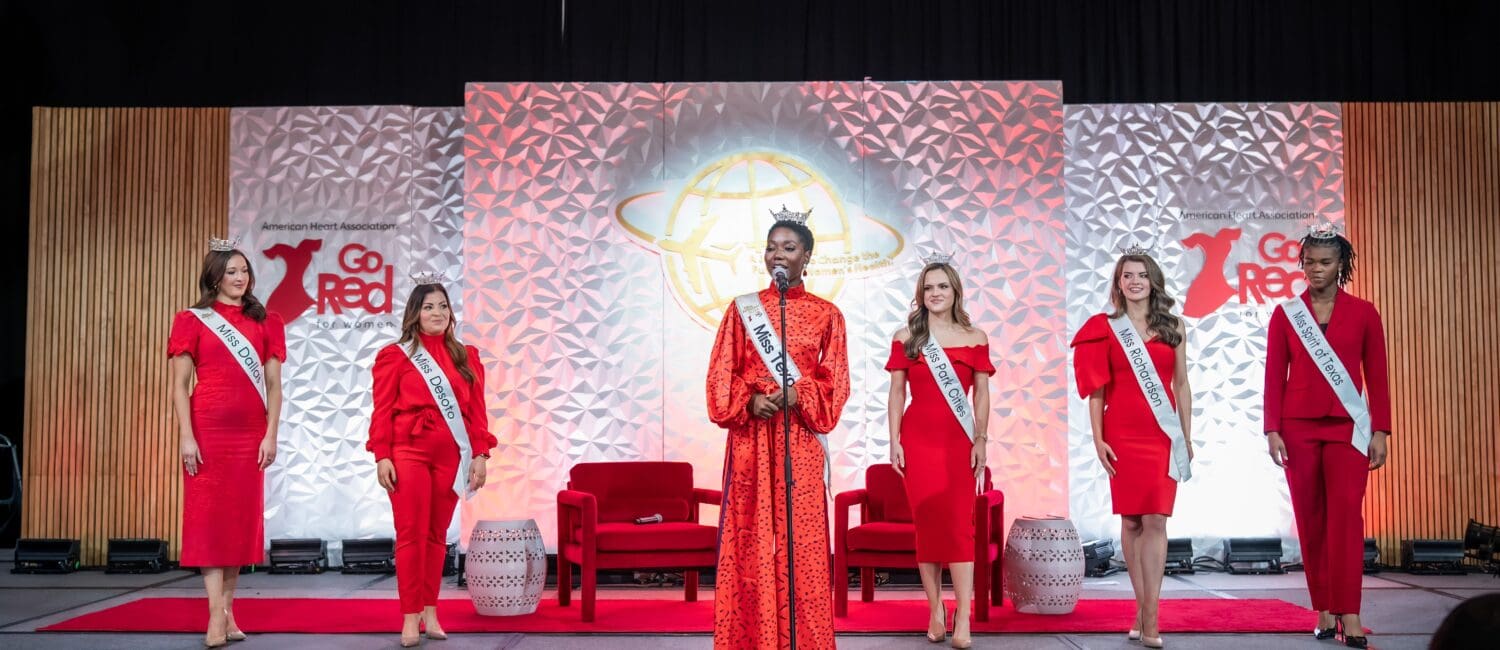 Miss Dallas, Stephanie Wendt – Miss Desoto, Caroline Cave – Miss Texas ,Annette Addo-Yobo – Miss Park Cities, Sarah Swift – Miss Richardson, Sadie Schiermeyer – Miss Spirit of Texas, Aliyah Birdow
