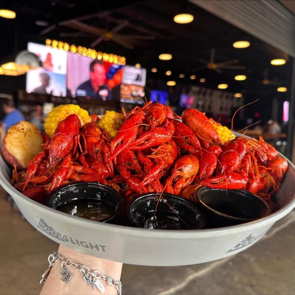 Celebrate St. Patty's Day the Woodlands-way with all-you-can-eat crawfish for $30 at Sawyer Park Ice House. (Photo courtesy of Sawyer Park Ice House)