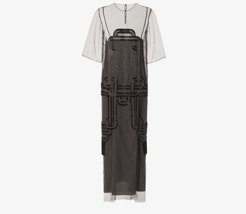 Fendi Black tulle dress with fringes (Photo by Khristio)