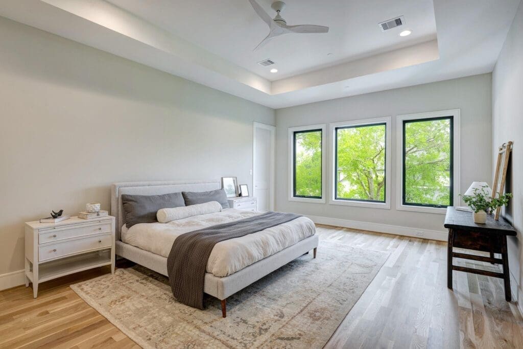 The primary bedroom promises a relaxing retreat.