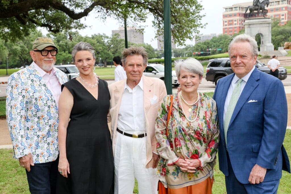 Carl Palazzolo, Cara Lambright, Mack and Cece Fowler, Jay Baker at Hermann Park Conservancy's Evening in the Park. (Photo by Priscilla Dickson)