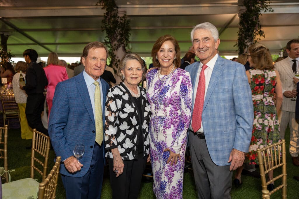 Dr. David & Pam Ott, Polly & Murry Bowden at the Bayou Bend Garden Party (Photo by Jenny Antill)