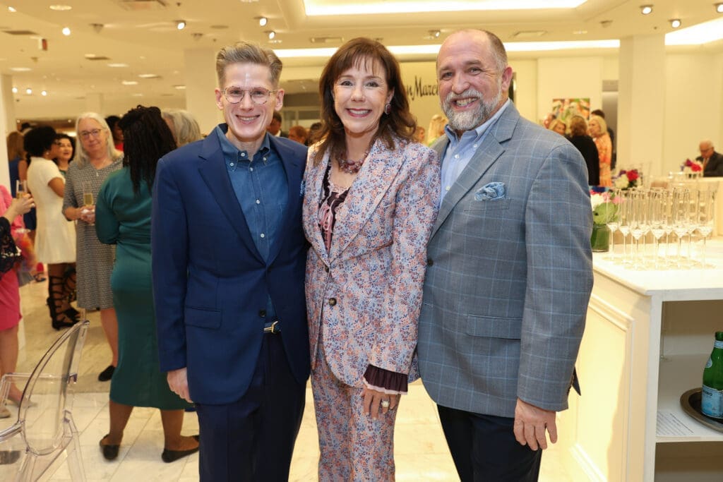 Daniel Orion, Elizabeth Stein, Kirk Kveton at the PaperCity Philanthropy in Fashion Best Dressed announcement party at Neiman Marcus. (Photo by Priscilla Dickson)