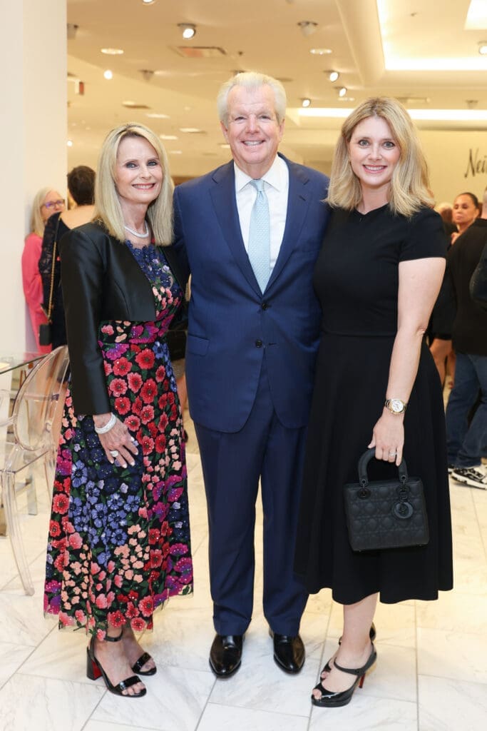 Jo Lynn & Gregg Falgout, Christine Falgout-Gutknecht at the PaperCity Philanthropy in Fashion Best Dressed announcement party at Neiman Marcus.  (Photo by Priscilla Dickson)