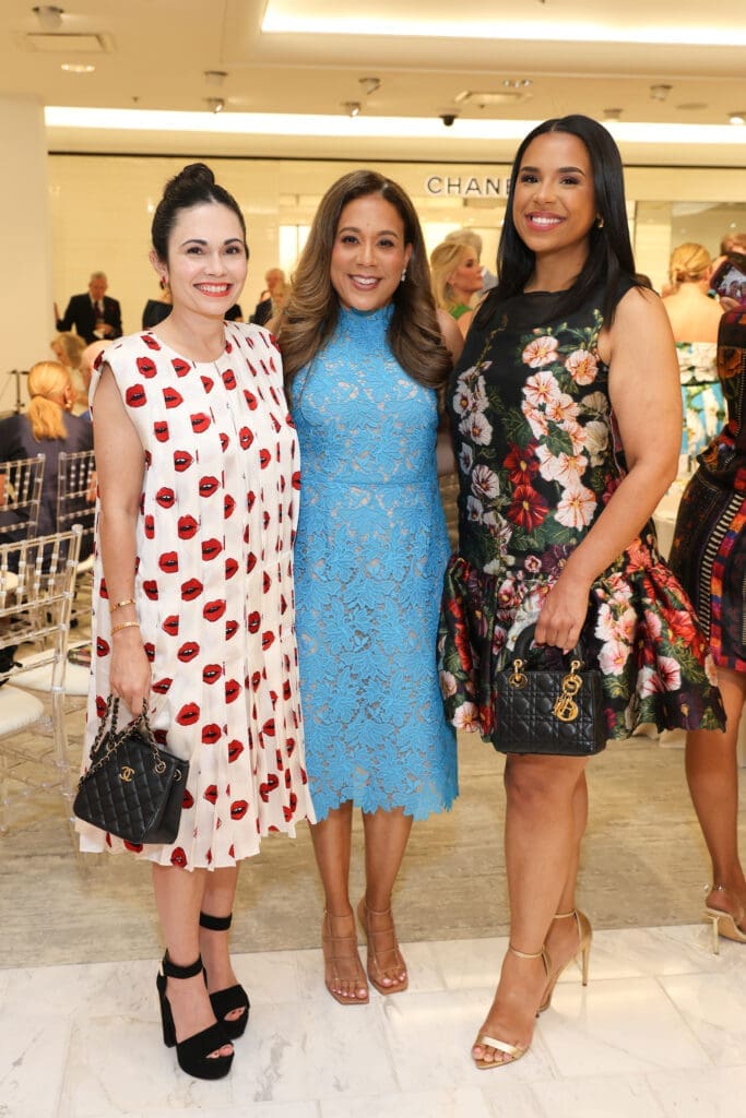 Michelle Leal, Heidi Smith, Lauren Randle at the PaperCity Philanthropy in Fashion Best Dressed announcement party at Neiman Marcus.  (Photo by Priscilla Dickson)