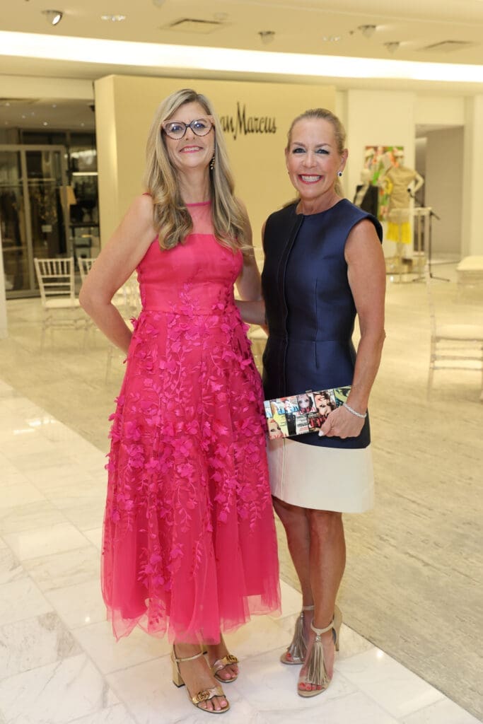 Kathy Leigh, Rosemary Schatzman at the PaperCity Philanthropy in Fashion Best Dressed announcement party at Neiman Marcus. (Photo by Priscilla Dickson)